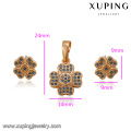 64160 Xuping latest gold jewellery designs blue turquoise stud earring vogue flower jewelry set